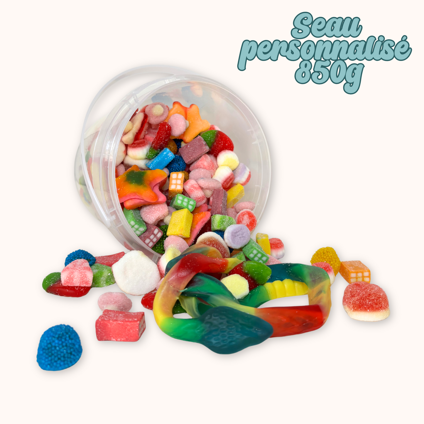 Seau de bonbons personnalisé - 850g